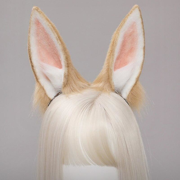 Rabbit Ear Head, Tail Set Plush Halloween Christmas Role Play Accessories Camel