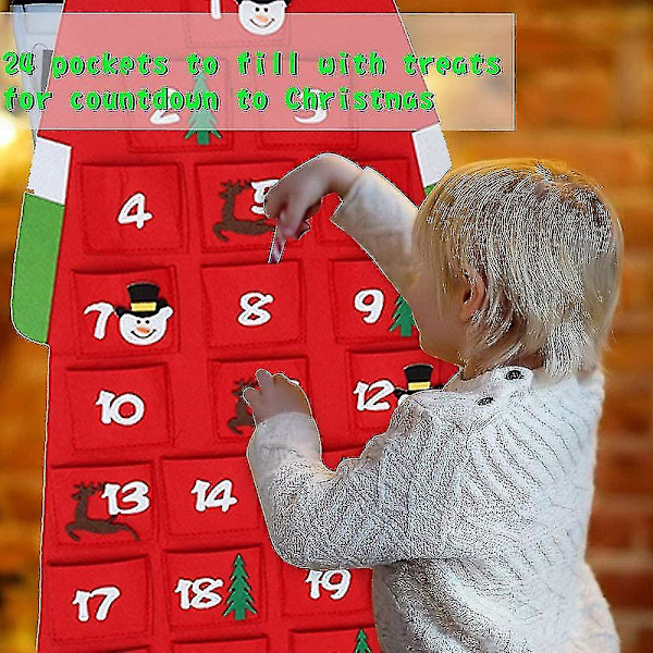 Advent Calendar,christmas Advent Calendarwith 24 Days Pockets (red)