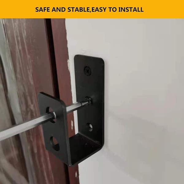 2 Pack Heavy Duty Steel Door Brackets For 2x4 Door, U-shape Security Bar