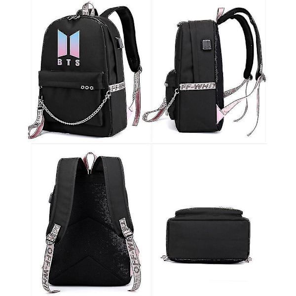 Bts Ryggsekk USB Lading Skolesekk Color 24