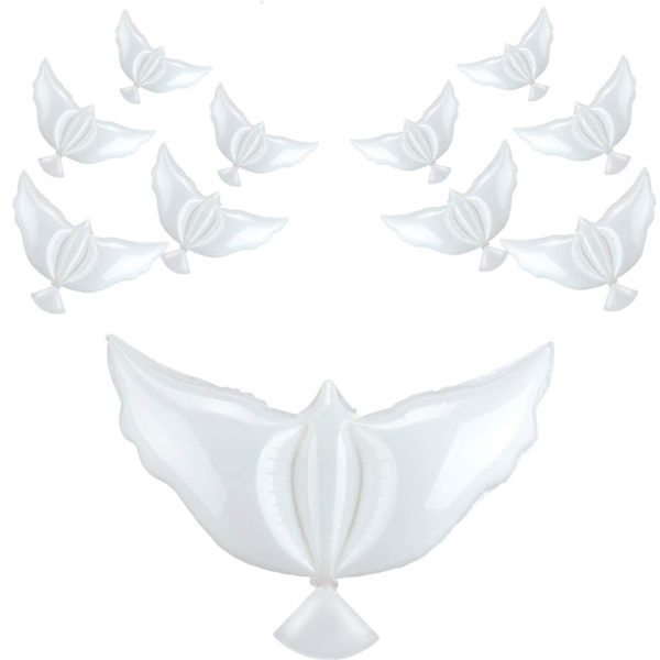 10/20 Pakk Hvite Fredsduer Ballonger Flygende Due For Bryllup, Jubileum, Dåp Bursdager Og Minnesmerker & Andre Anledninger - Miljøvennlig Biode 20pcs
