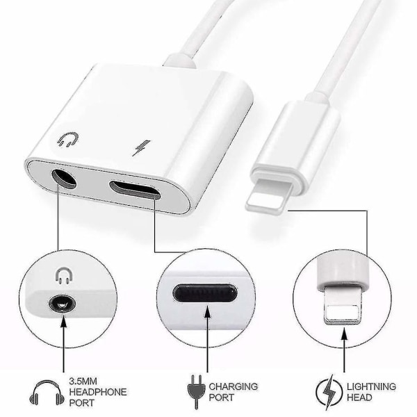 Suitable For Iphone Headphone Adapter, Lightning To 3.5mm Two-in-one Audio Adapter