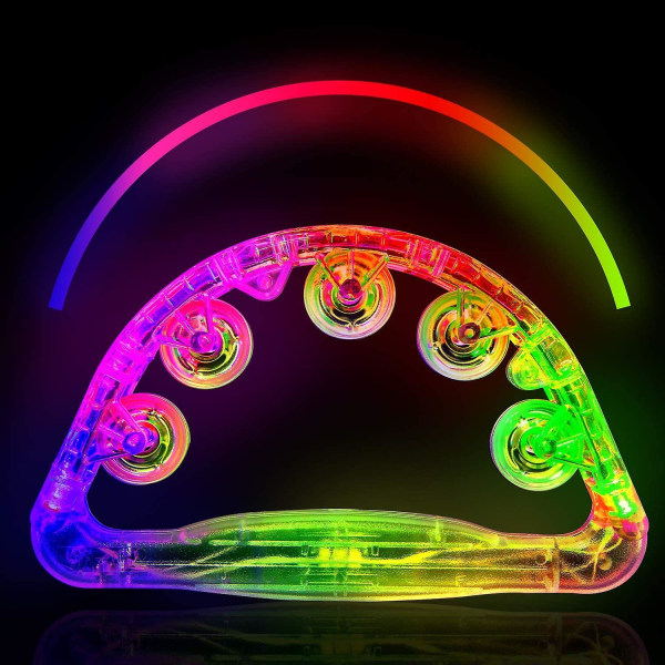 Light Up Tambourine Musical Flashing Tambourine Handheld Percussion 1 PCS