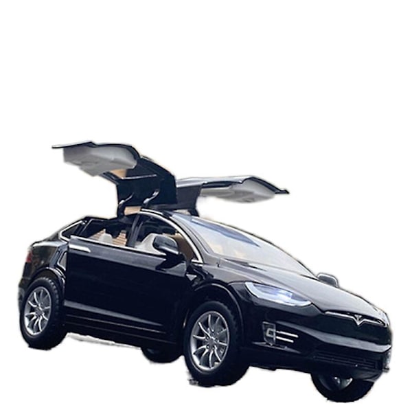 1:24 Tesla Model X Metalliseosautomalli Painevalettu Metallinen Leluajoneuvo Black