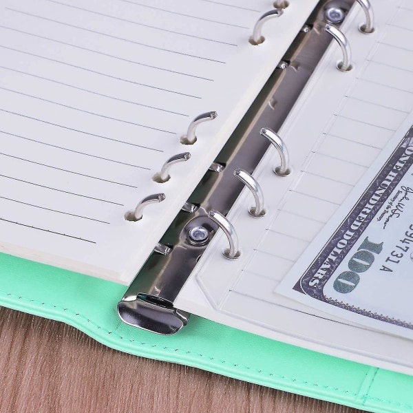 A6 Pu Leather Budget Binder Refillable 6 Ring Notebook Binder For A6 Refill Paper green