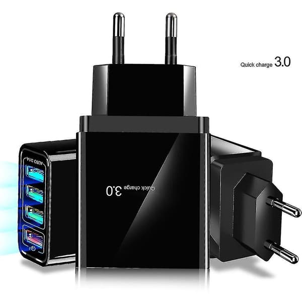 Bærbar Quick Charge 3.0 4-usb porte 3.1a Rejse Smart Adapter Telefonoplader White EU Plug
