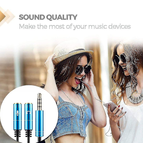Audio Splitter -kaapeli 3,5 mm uros - 2 porttia naaras jatkojohto Aux-sovitin White Dual Earphone Port