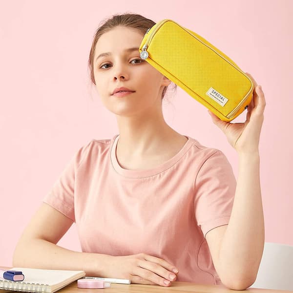 Stort Penalhus Stor Kapasitet 3 Rom Canvas Penal For Studenter yellow