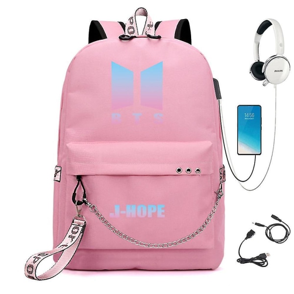 Bts Reppu Söpö Usb Lataava Koululaukku Color-23