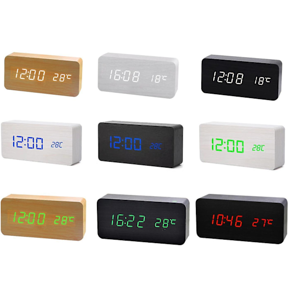 2022 New Simple Square Alarm Clock (display Time, Date And Temperature) In Various Colors