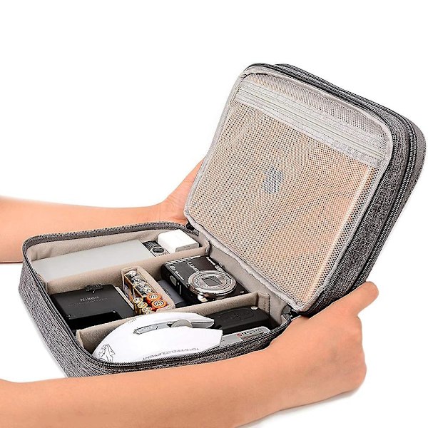 Cable Organizer Bag Travel Electronic Accessories Carrying Case For Digital Camera, Usb, Charger, Power Bank Storage Bag Box gray