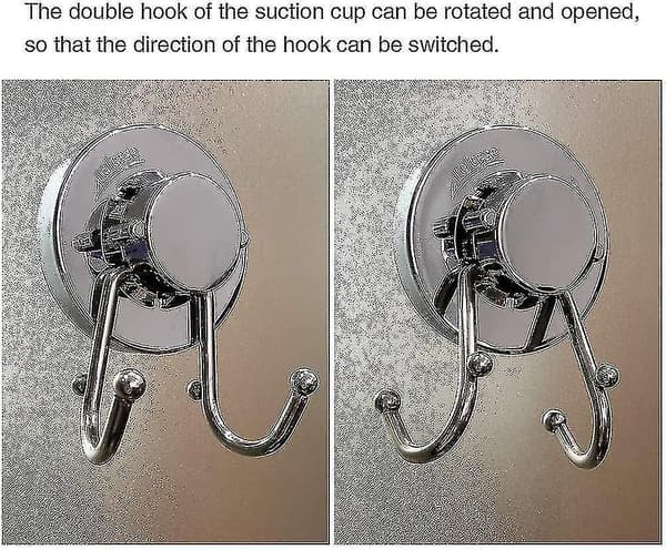 2 Pack Suction   Hooks For Bathroom And Kitchen, Stainless Steel, Water And Rust Resistant, 6kg Max Load