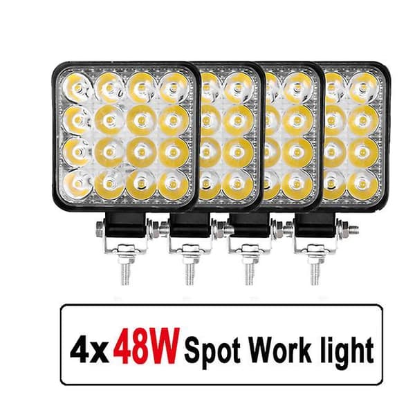 4Pcs Car LED Bar Worklight 48W Offroad Work Light 12V Auto Light Fog Lamp