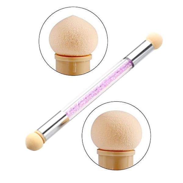 Double Head Sponge Nail Brush Picking Dotting Gradient Pen Brush Purple