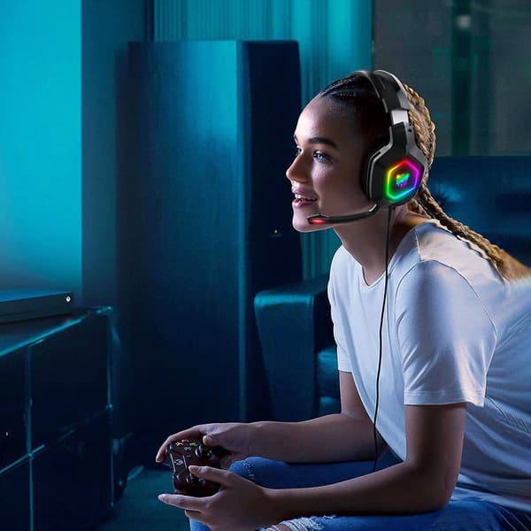 Stereo PC Gaming Headset med Støyreduserende Mikrofon for PS4 PS5 Xbox Series K10