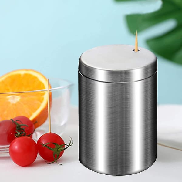 Stainless Steel Toothpick Holder Dispenser, Thickening Toothpicks Container Silver black