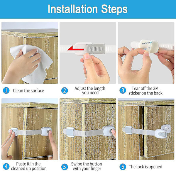 Baby Proofing Child Safety Locks Childproof Cabinet Latches With 3m Adhesive For Fridge, Cabinets, Drawers 4 pack