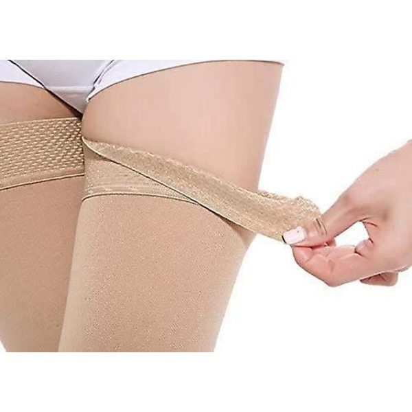 Thigh High Compression Stocking Footless, 20-30mmhg Compression Socks With Silicon 20 30mmhg Footless Beige Medium