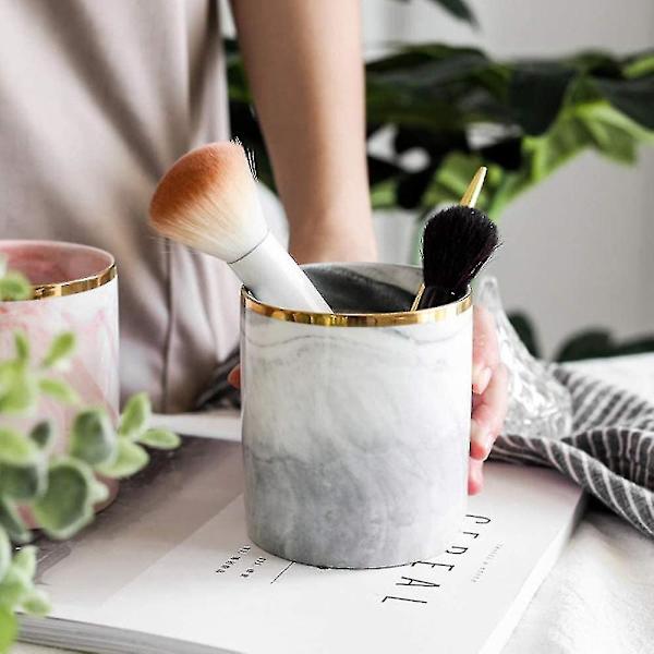 Penholder til skrivebord, makeup børsteholder, stander til skrivebord marmor