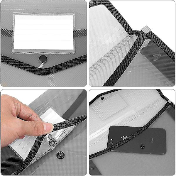 6 Pack A4 Black Plastic Document Folder Waterproof Wallet Folder With Pocket Gift