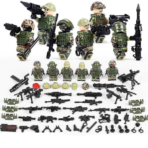Alpha Force Building Blocks 6pcs Special Forces Military Dolls With Weapon Assembled Building Blocks