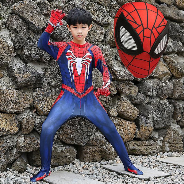 Spiderman Kostume Cosplay Dragter Til Voksne Børn Dreng Spider-man Zentai Bodysuit Superhelte Jumpsuit Kids-L-130cm