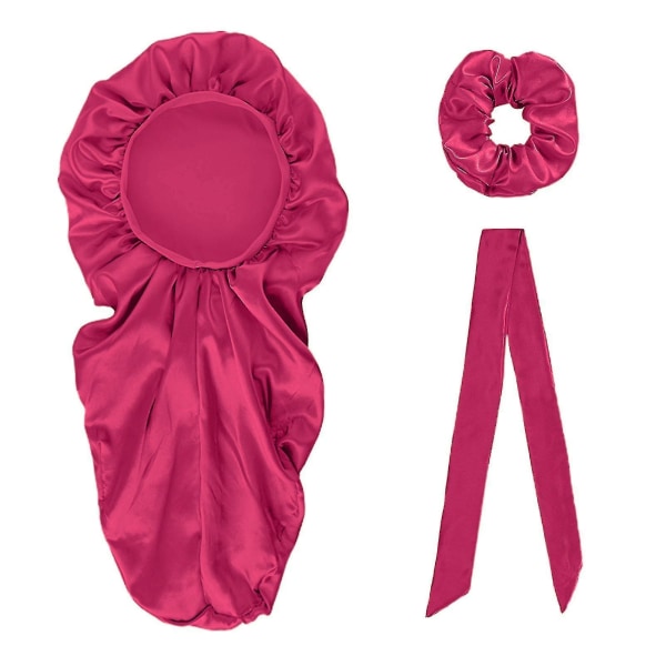 1 Sett Sovehette Justerbar Antistatisk Falsk Flekk Bred Anvendelse Sovehatt For Kvinner Rose Red