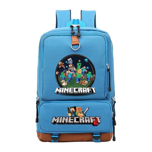 Minecraft nuorten vedenpitävä koulureppu Light blue