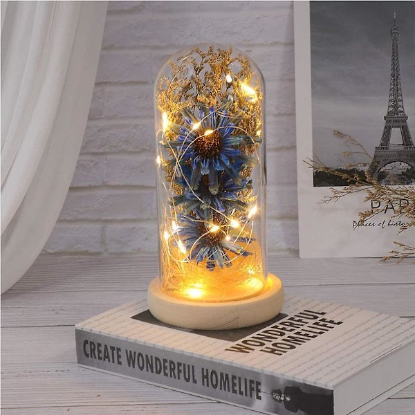 Enchanted Flower Lamp,artificial Sunflower In Glass Dome,led