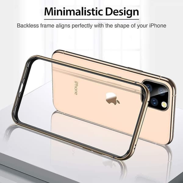 Bumper Case Compatible For 11 Pro, Metal Frame Armor With Soft Inner Gold