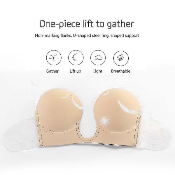 Strapless Bra Backless Push Up Self Adhesive Bra Invisible U Plunge Stick On Bra