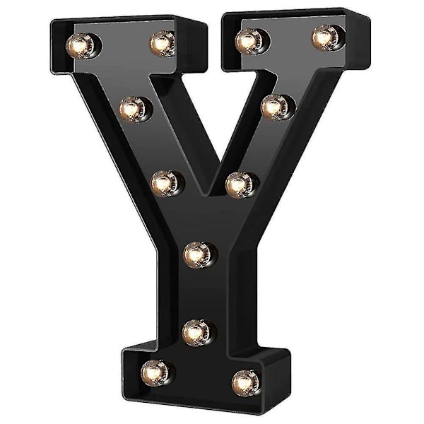 Nydesignede LED Bokstavlys 26 Alfabet Svarte Dekorative Markiselamper For Bryllupsfest Y