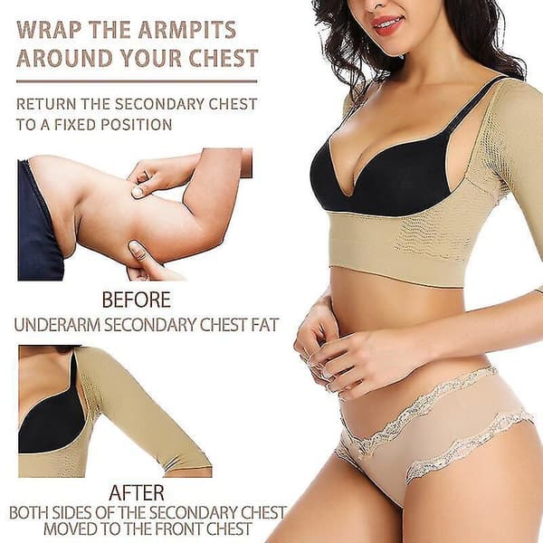 Women Arm Shaper Slimmer Posture Corrector Shoulder Support Underwear Chest Beige