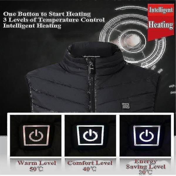 Heated Vest For Men Women With 9 Heating Panels(black) XXL