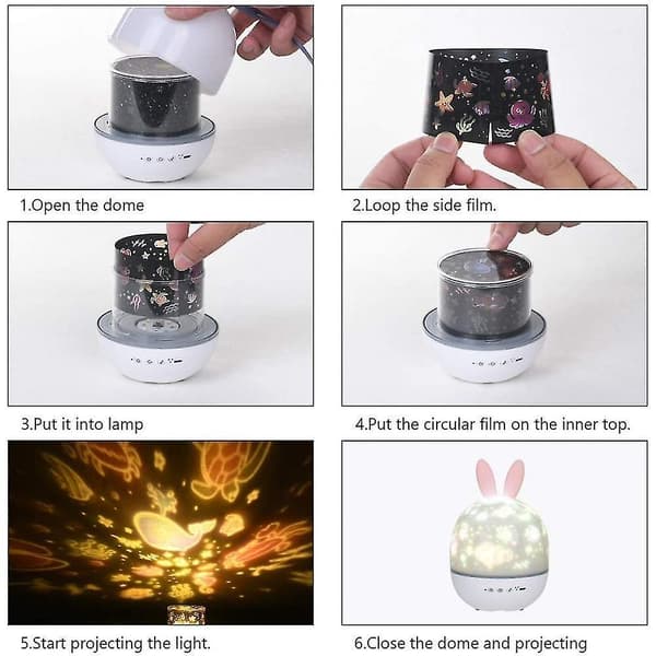 Night Light Children's Light Star Projector, 360 Music Rotating Night Light + Timer + Remote Control +6