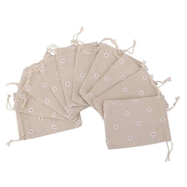 10 stk. Jute Snørebåndsposer Smykkesæk Naturlig Linned Sæk Gaveposer Til Smykketilbehør Favoriserer Slik 10 X 14cm
