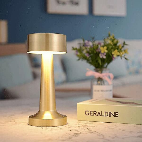 Rechargeable Led Table Lamp Touch Sensor Desk Light Bedroom Restaurant Bar Decor Gold Dumbbell