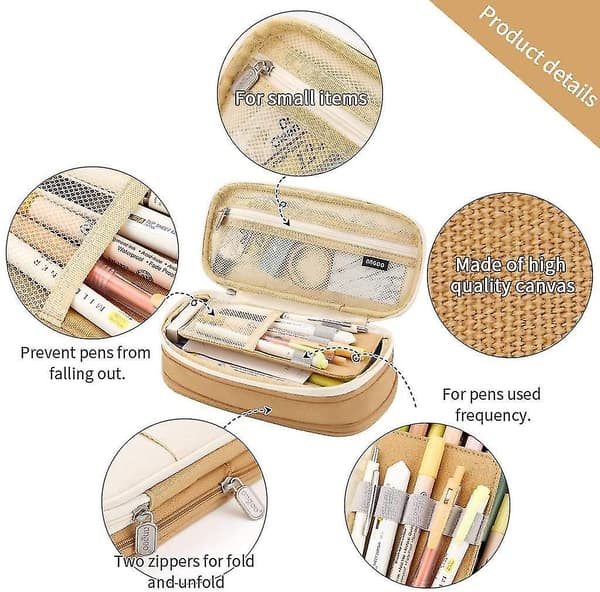 Pencil Case Opbevaringsboks med Stor Kapacitet brown
