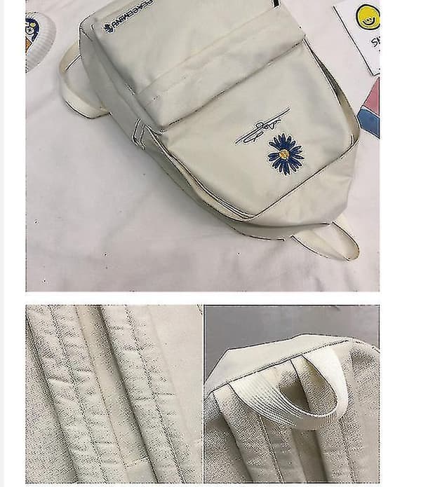 The New Small Daisy Canvas Bag Young Middle School Student Backpack Green Blue