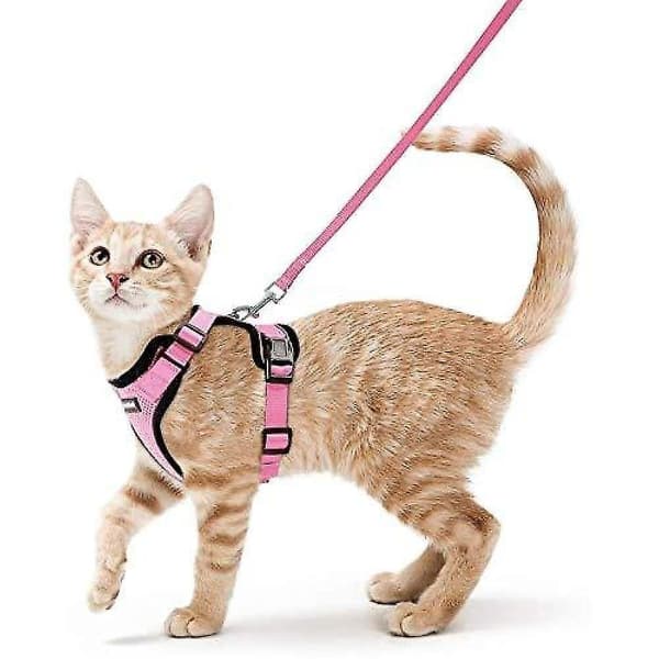 Rabbitgoo Cat Harness And Leash For Walking, Escape Proof Soft Adjustable Vest Harnesses For Cats, Easy Control Pink Small