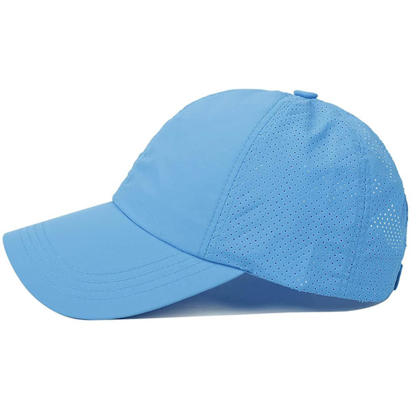 Womens Criss Cross Ponytail Baseball Cap Adjustable High Messy Bun Ponycap Quick Drying Hat Blue