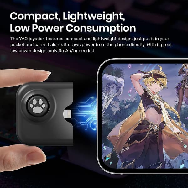 Yao L1 Pro Mobil Spil Controller Joystick Til Iphone (ios 13.4 Eller Senere, Til Ios Mobilspil) Black
