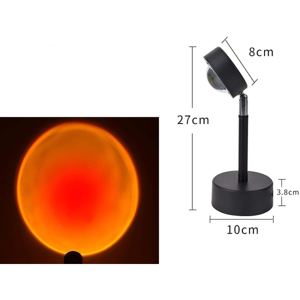 180 Graders Rotation Solnedgangslampe, romantisk Visuel Solnedgangsprojektionslampe, med USB color 2