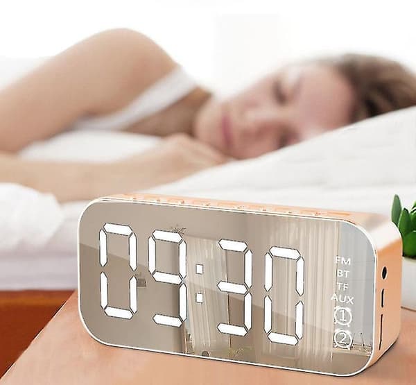 Multifunksjonell LED Digital Vekkerklokke, Bluetooth Høyttaler, Nattbords Luminous Elektronisk Musikk