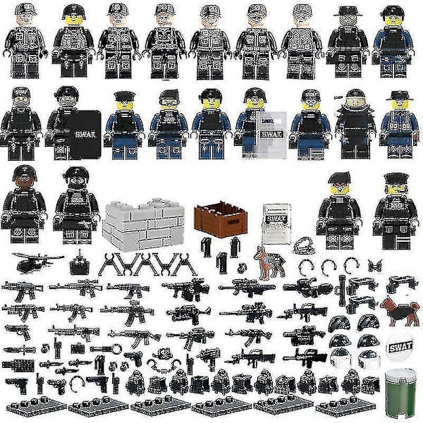 22 Pieces Of Military Police Building Blocks Minifigure Diy Small Particles Assembled Doll Ornaments