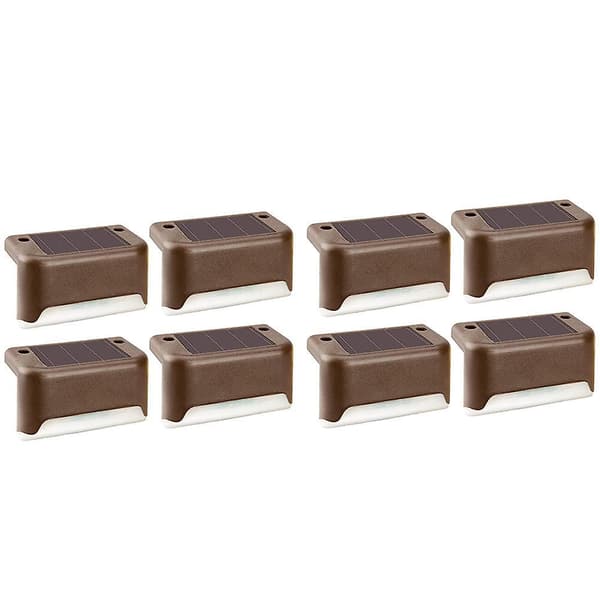 8/12pcs Led Solar Deck Step Wall Lights Waterproof Garden Landscape Step Deck Lights Outdoor Stair Wall Lighting Warm white 12Pcs Black Case