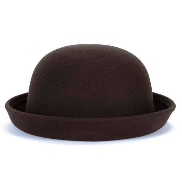 Parent-child Bowler Wool, Fedora Hats Dome coffee 57cm
