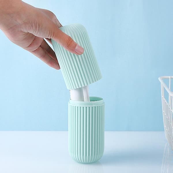 2pcs Portable Toothbrush Kits Case Toothpaste Cup Holder Protect Storage Box Travel Green