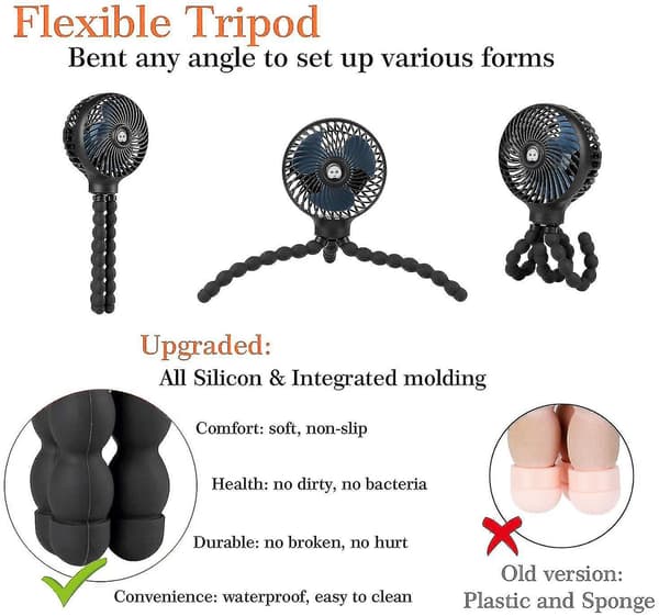 Mini Handheld Personal Portable Fan, Baby Stroller Fan