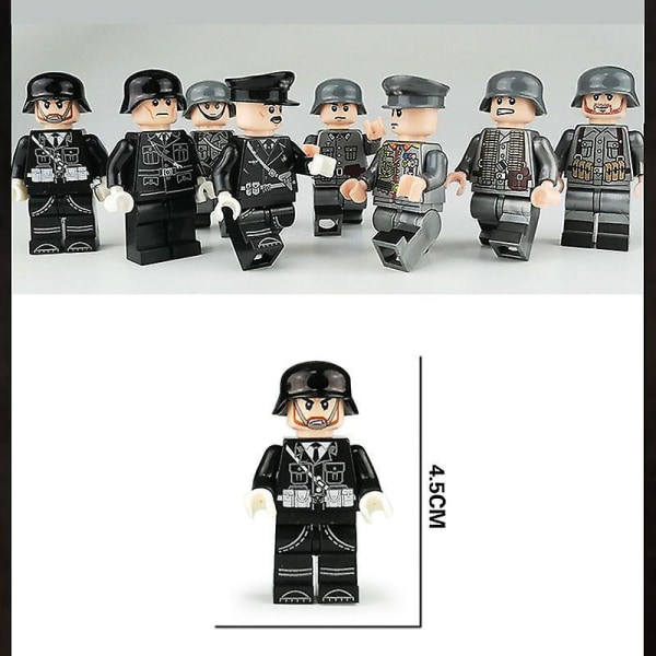 8pcs German Officers And Soldiers Military Building Blocks Minifigure